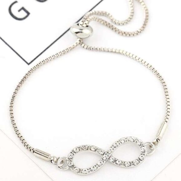 NWT Rhinestone Infinity Chain Bracelet - Picture 2 of 2